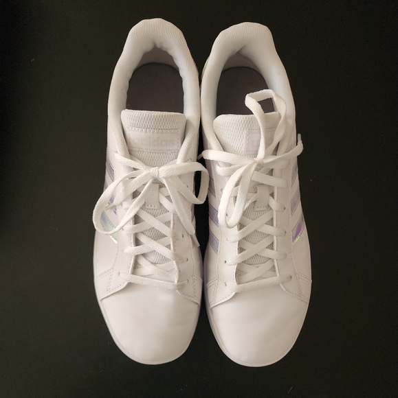 Adidas Grand Court Sneakers White w/Iridescent Stripes - Picture 2 of 9